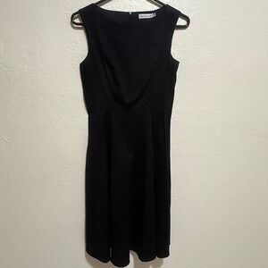 Gardenwed Womens Black Sleeveless Boat Neck Fit and Flare Midi Dress Size S